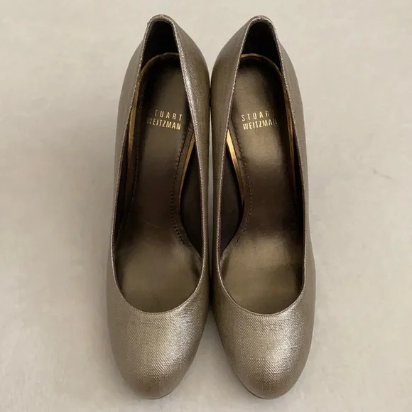 Stuart Weitzman | Textured Round Toe Slight Platform High Heels N W53907 (9 M) - Picture 9 of 15